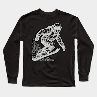 Hand Drawn Snowboarding Long Sleeve T-Shirt